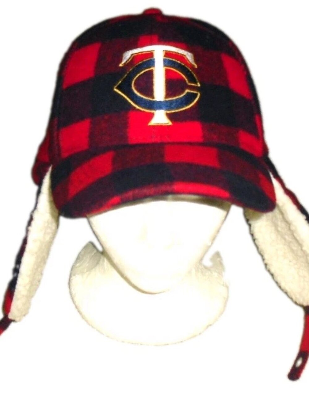 Minnesota Twins Dog Ear Style Mens Snapack hat Cap Red Blue Plaid New Mlb